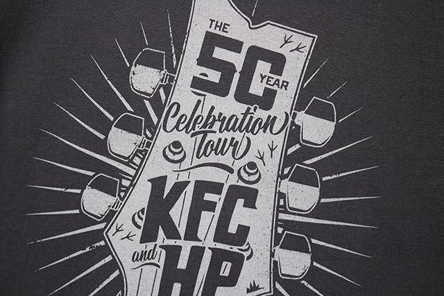 graphic on a grey tshirt for KFC 