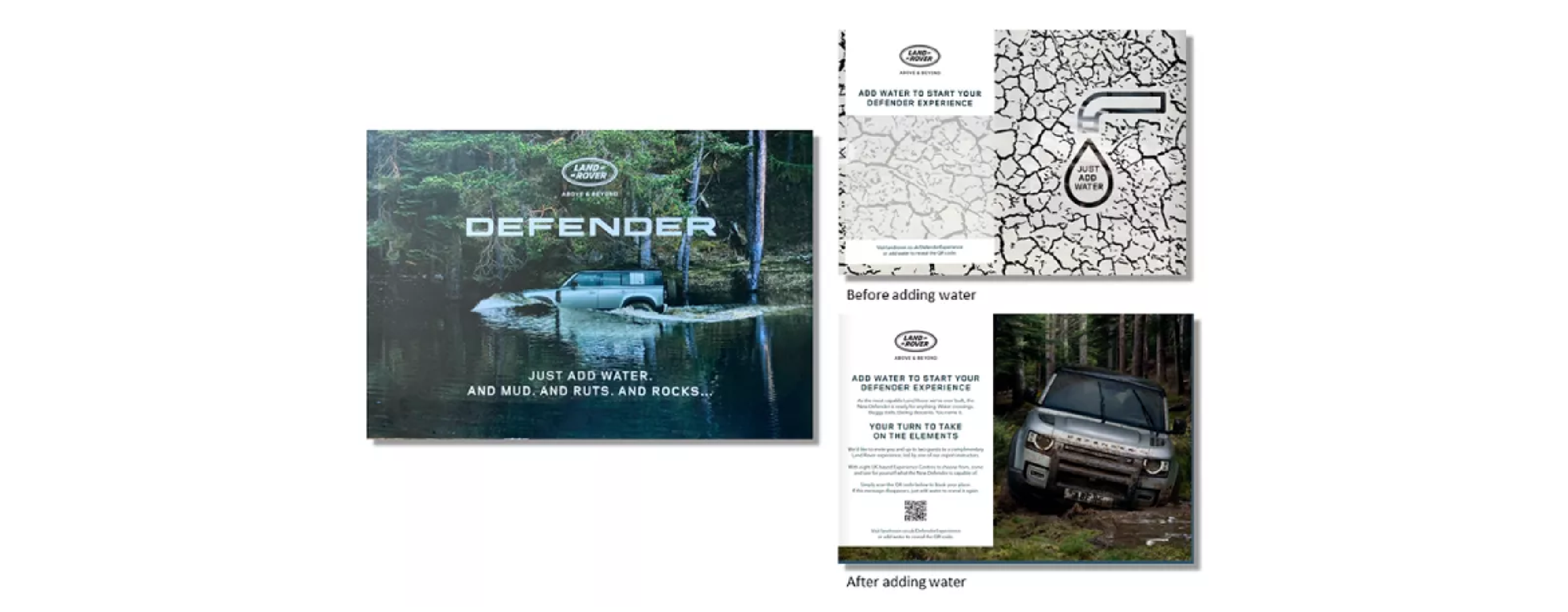 land rover direct mail print that changes in water