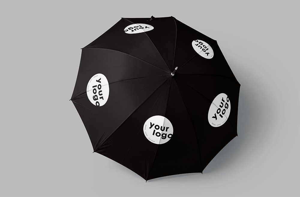 umbrella with areas indicating where your logo could feature